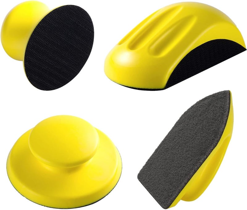 S SATC 4PCS Hook and Loop Sanding Block Included 1 Cleaning Brush 5 Inch Round and Mouse Sanding Block Meant for Wood Furniture Restoration Home Arts and Crafts - Image 1